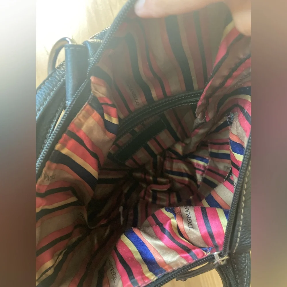 RARE VTG Convertible Tignanello Black Leather Backpack/Hobo Bag‎ Minimalist Y2K